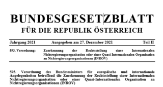 Wiederholte gesetzliche Betätigung der Zuerkennung der Rechtsstellung von Vienna Economic Forum als Internationale Nichtregierungsorganisation ( INGO)