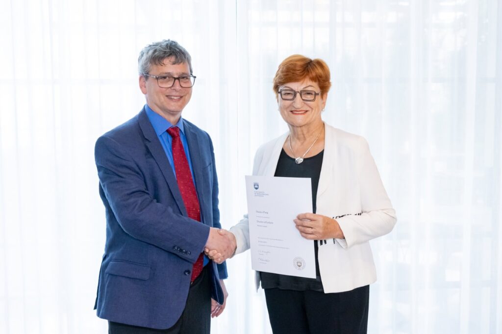 Prof Dr. Danica Purg, President of IEDC-Bled Schoold of Management, Slovenia, Strategic Partner of Vienna Economic Forum receives the Doctor Honoris Causa by the University of Wollongong from Australia